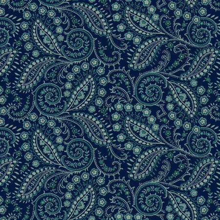 Quiet Grace Navy Swirled Paisley 934-77