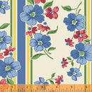 Strawberry Picnic Blue Floral Stripe 31971-1
