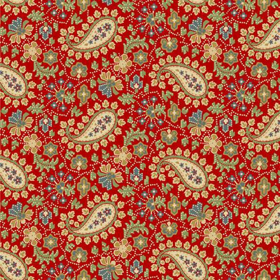 Villa Flora Dotted Paisley Red R220478-RED